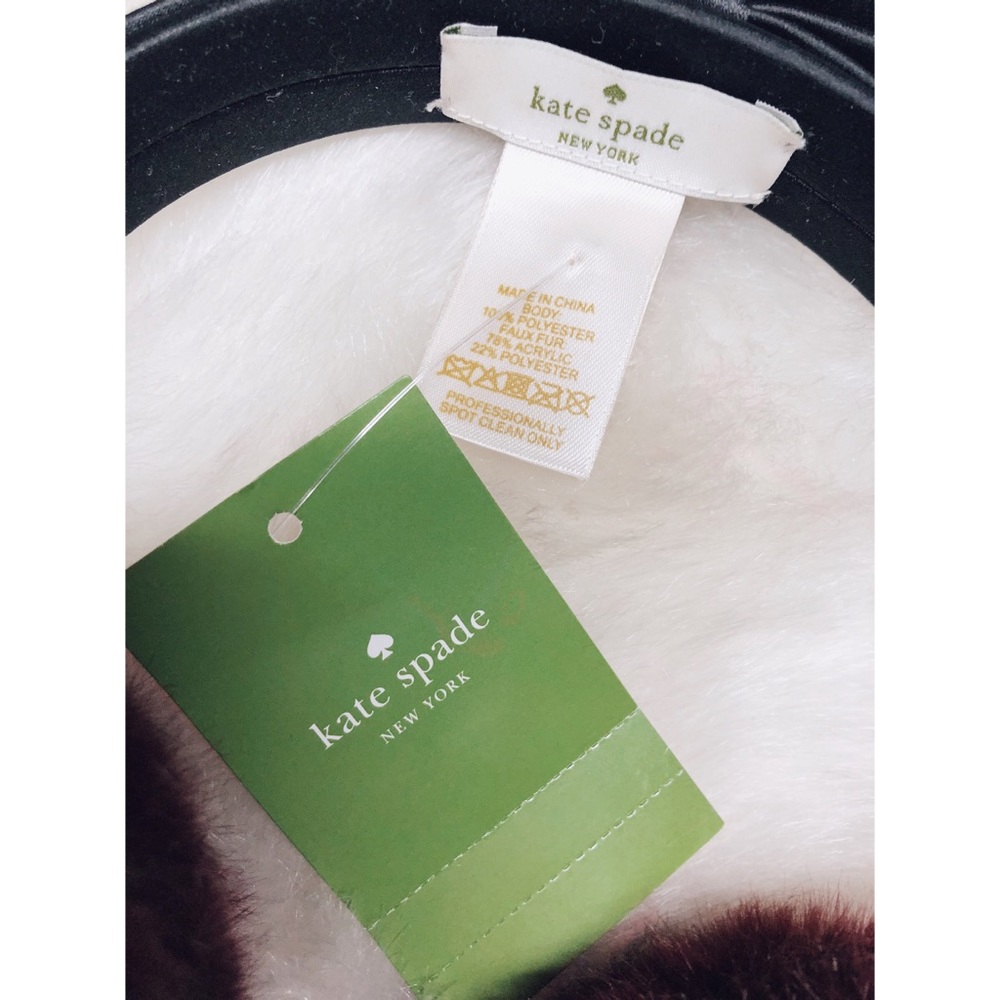 NWT Kate Spade | Maroon Faux Fur Bow Earmuffs - Picture 2 of 5